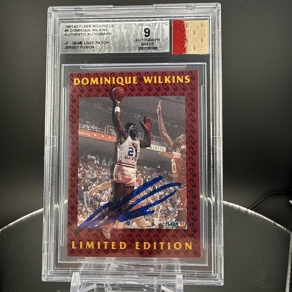 Fleer 1991-92 Dominique Wilkins Limited /12‎ Autograph Game Used Patch BGS 9